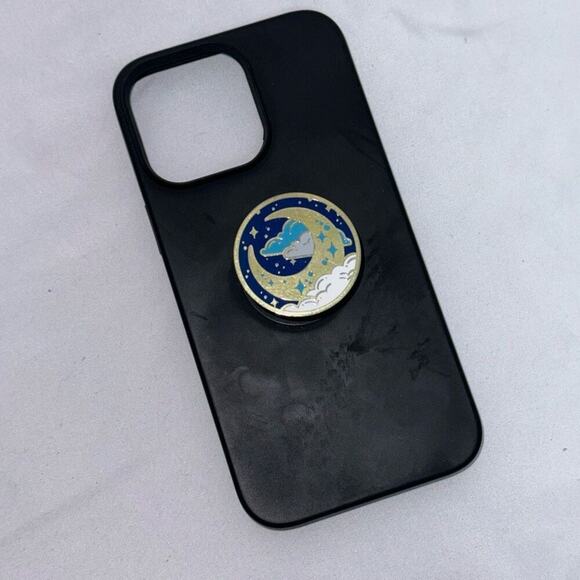 Black Phone Case with Moon Popsocket | Sz 15 Pro Max - Picture 2 of 4